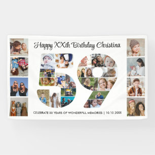 59th Birthday Party Number 59 Photo Collage Banner