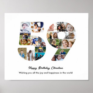59th Birthday Party Number 59 Photo Collage Poster