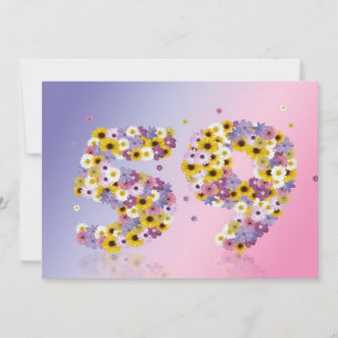 59th Birthday party, with flowered letters Invitation