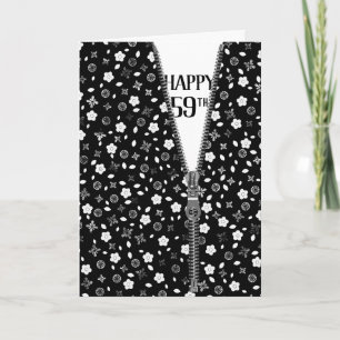 59th Birthday Zipper On Flowers Card