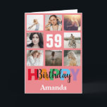 59th Happy Birthday Photo Collage Modern Pink Card<br><div class="desc">59th Happy Birthday Photo Collage Modern Pink Card with personalised name. For further customisation,  please click the "Customise it" button and use our design tool to modify this template.</div>