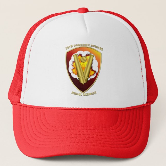 59th Ordnance Brigade Patch Transparent Trucker Hat (Front)