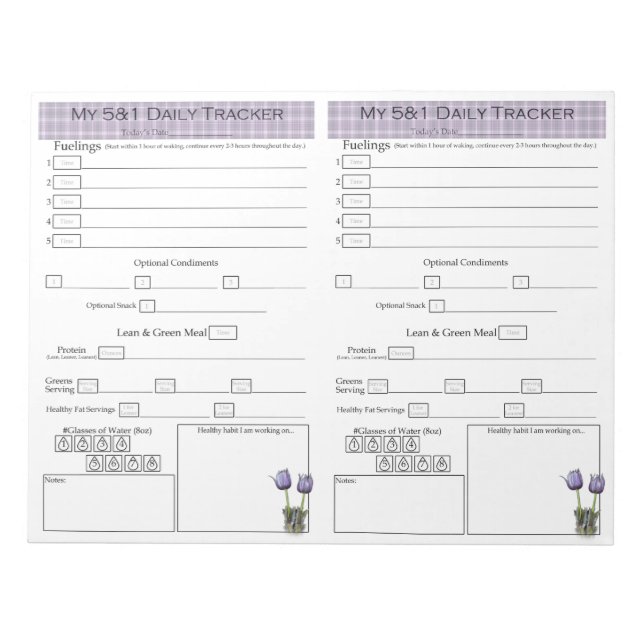 5 - 1 Food Success Tracker Pages Notepad (Front)
