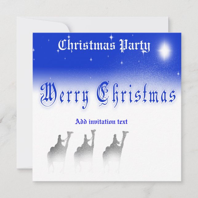 5.25 X 5.25 Three Wise Men Merry Christmas  Party  Invitation (Front)