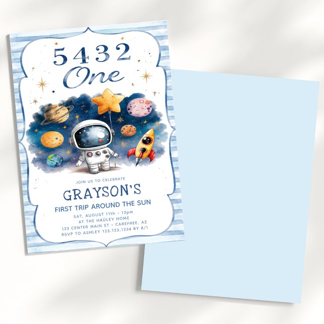 5 4 3 2 One Astronaut Space 1st Birthday Invitation (Creator Uploaded)