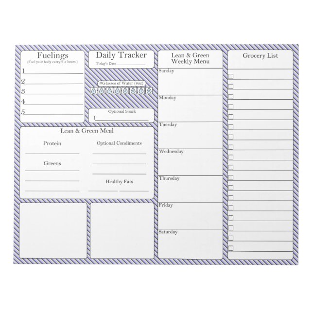 5 and 1 Food Tracker | Meal Planner | Grocery List Notepad (Front)