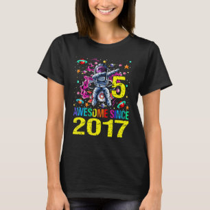 5 Awesome Since 2017 Astronaut 5th Birthday Space T-Shirt