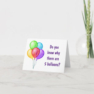 **5 BALLOONS** FOR A SPECIAL **5 YEAR OLD** CARD