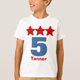 5 Birthday Boy Stars Big Number Custom Name V03B T-Shirt
