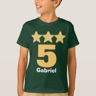 5 Birthday Boy Stars Big Number Custom Name V14 T-Shirt