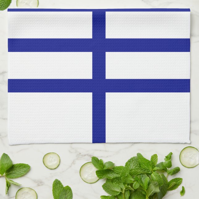 5 Bisected Blue Lines Tea Towel (Folded)