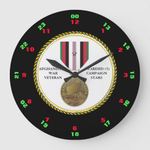 5 CAMPAIGN STARS AFGHANISTAN WAR VETERAN LARGE CLOCK