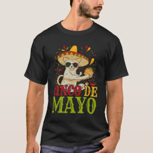5 Cinco De Mayo Cat With Mexican Hat And Taco T-Shirt