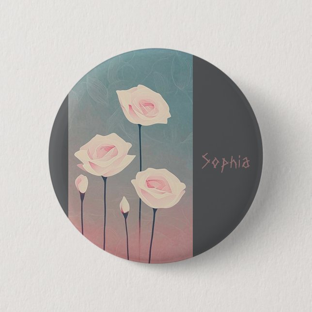 5 Cm Roses Round Badge, personalized 6 Cm Round Badge (Front)