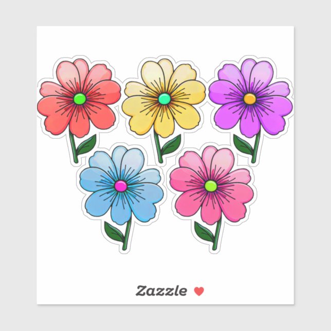 5 Colour Flowers Design  (Sheet)