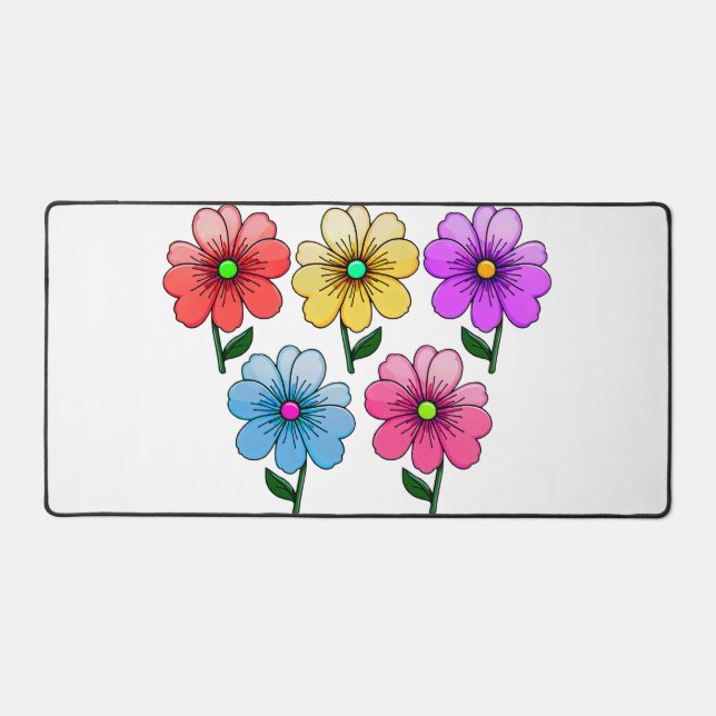 5 Colour Flowers Design  Desk Mat (Front)