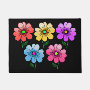 5 Colour Flowers Design  Doormat
