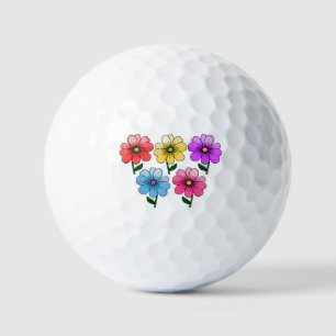 5 Colour Flowers Design Golf Balls