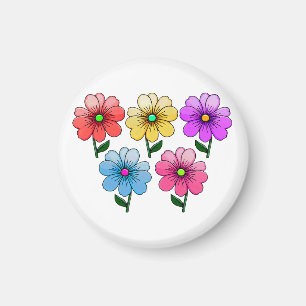 5 Colour Flowers Design Magnet