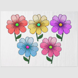 5 Colour Flowers Design  Tissue Paper