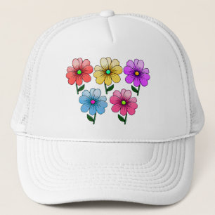 5 Colour Flowers Design Trucker Hat