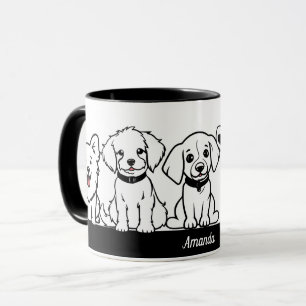 5 Cute Dogs Personalised Name Mug