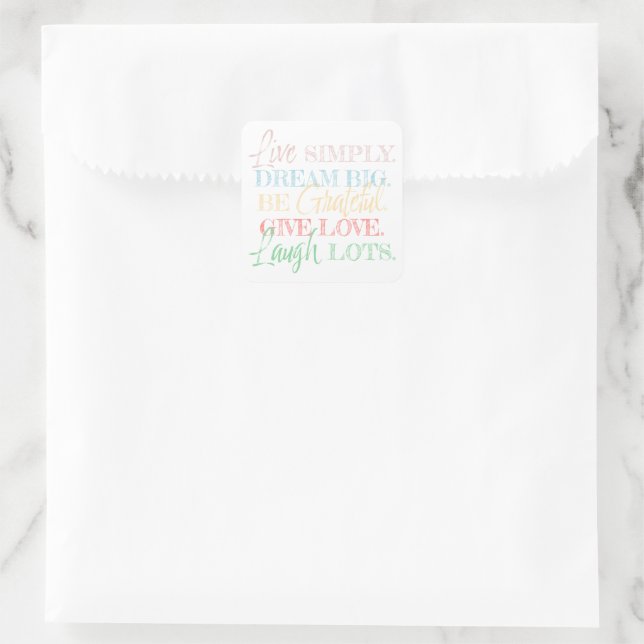 5 Daily Reminders: Inspirational Words of Wisdom Square Sticker (Bag)