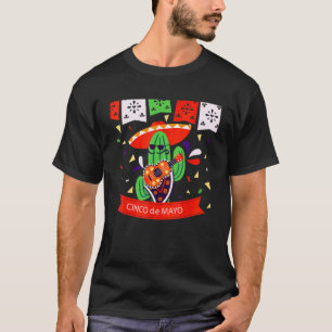 5 De Mayo Cactus Playing Guitar Cinco De Mayo T-Shirt