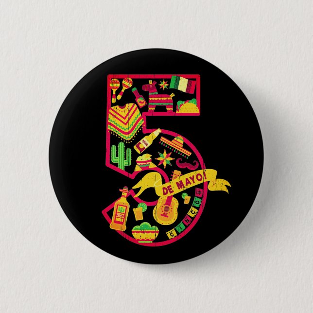 5 De Mayo - Mexican Icons 6 Cm Round Badge (Front)