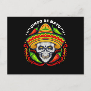 5 De Mayo Mexican Sugar Skull, Cinco De Mayo Skull Postcard