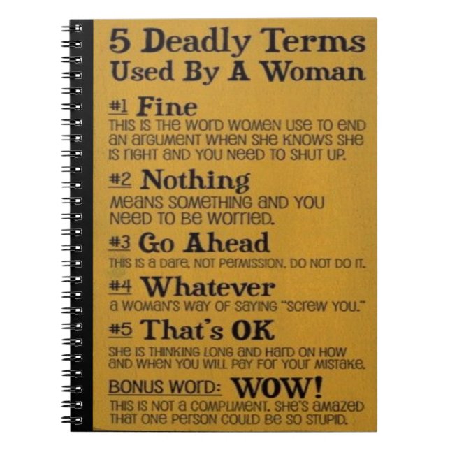 5 deadly terms spiral notebook (Front)