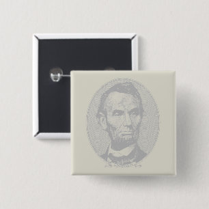 $5 Dollar Money  of President Abraham Lincoln  15 Cm Square Badge