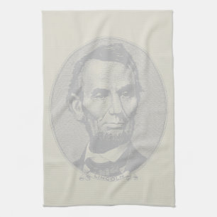 $5 Dollar Money  of President Abraham Lincoln  Tea Towel