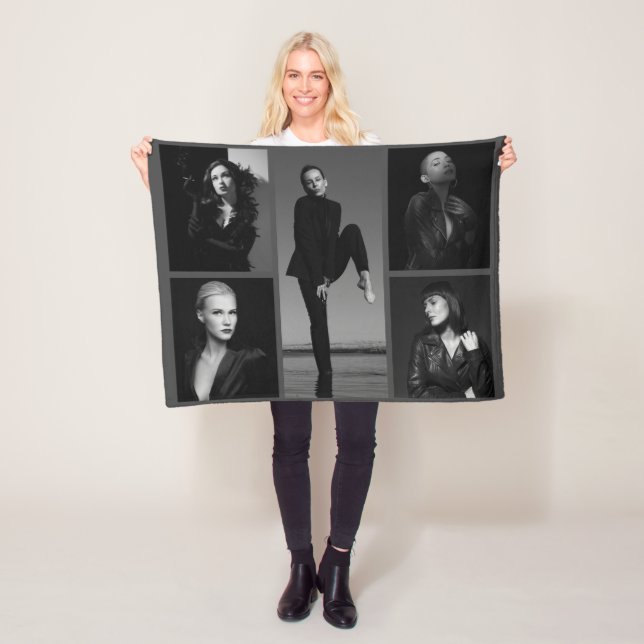 5 Editable Photo Collage Fleece Blanket (In Situ)
