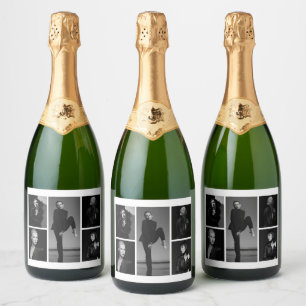 5 Editable Photo Collage Sparkling Wine Label