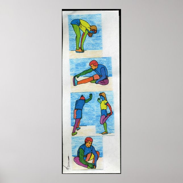 5 exercise stretches painting Posters (Front)