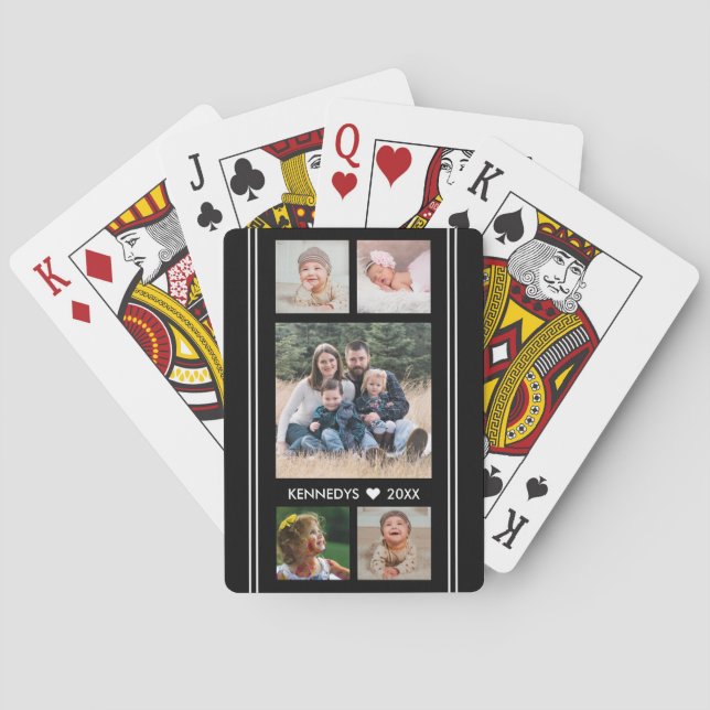 5 Family Photo Collage Black And White Playing Cards (Back)
