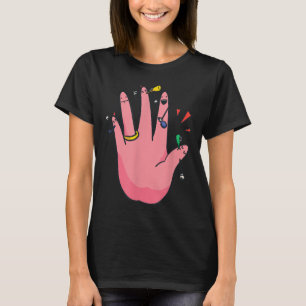 5 Finger Engagement Hand Party Best Fiance Bride G T-Shirt
