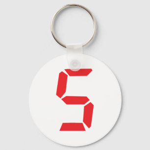 5 five  red alarm clock digital number key ring