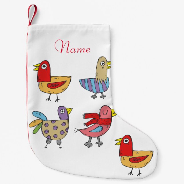 5 Funny Birds Thunder_Cove  Small Christmas Stocking (Front)