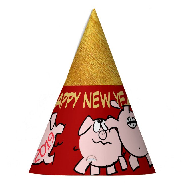 5 Funny Cartoon Comics Pig Year Birthday Party H Hat (Left)