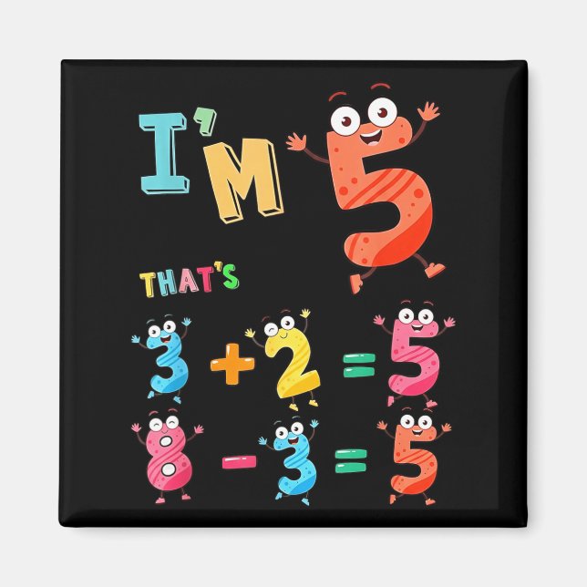 5 funny math equation 5th birthday boy girl magnet (Front)
