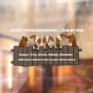 5 Goats on Rustic Wood Fence Count Your Blessings