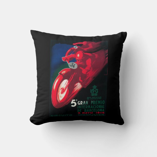 5 Gran Premio Internat'l Motorcycle Poster Cushion (Front)