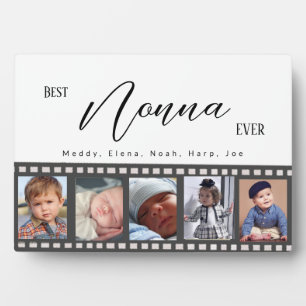5 Grandchildren Reel Photo Collage Gift for Nonna Plaque