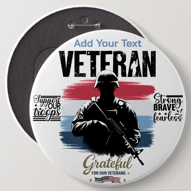 #5 Grateful for our Veterans  6 Cm Round Badge (Front & Back)