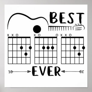5 Guitarist Best Guitar Dad Ever Dad Chord Funny Poster