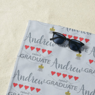 5 Heart Rated Graduate Beach Towel