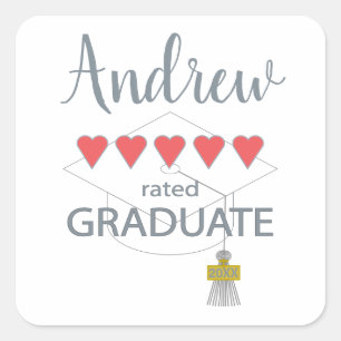 5 Heart Rated Graduate Square Sticker