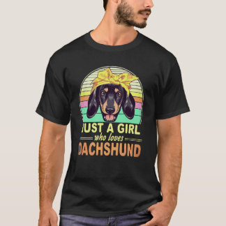 5 Just A Girl Who Loves Dachshund Vintage T-Shirt
